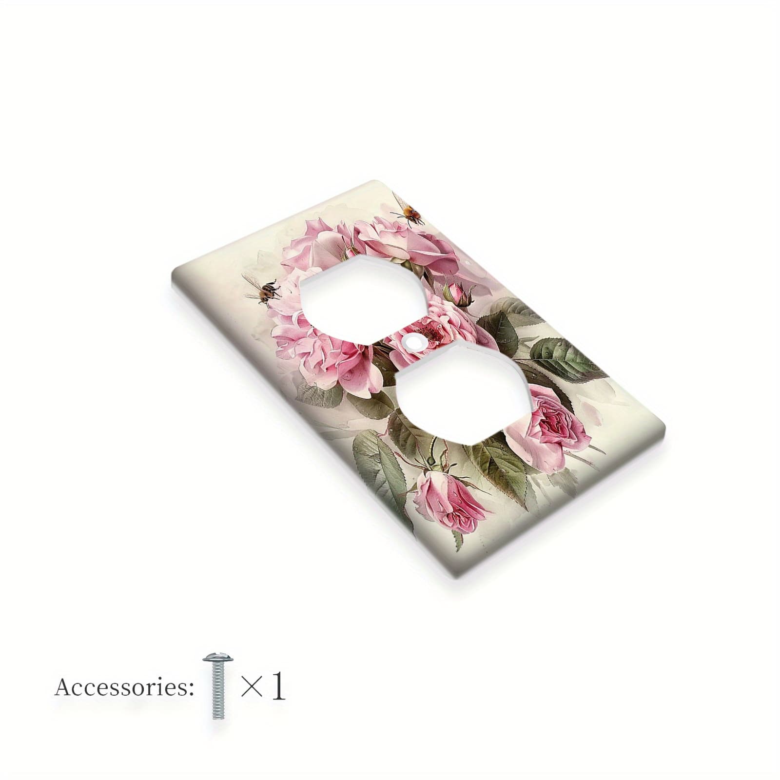 TEMU 1pc Vintage Shabby Chic Floral Light Switch Cover | 1gang/2gang Electric Wall Plate For Bathroom, Home, Living Room, Study Decor