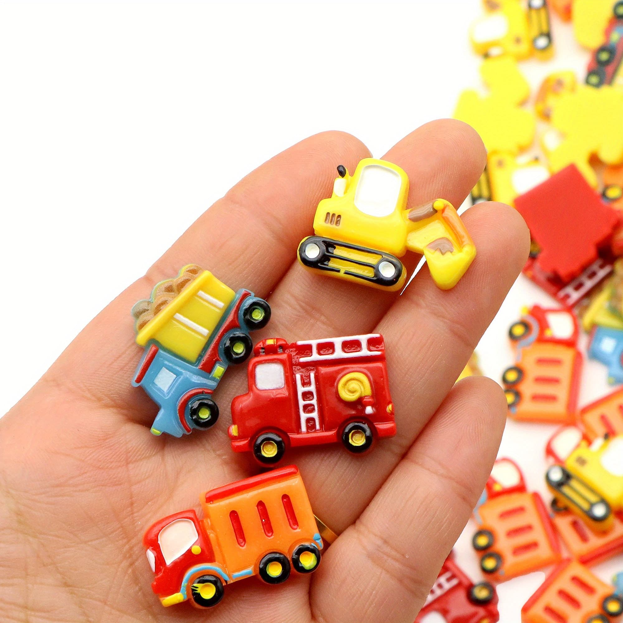 TEMU 10pcs/pack Mixed Engineering Vehicles, Shiny 3d Resin Gifts, Hair Accessories, Decorations, Handmade Accessories