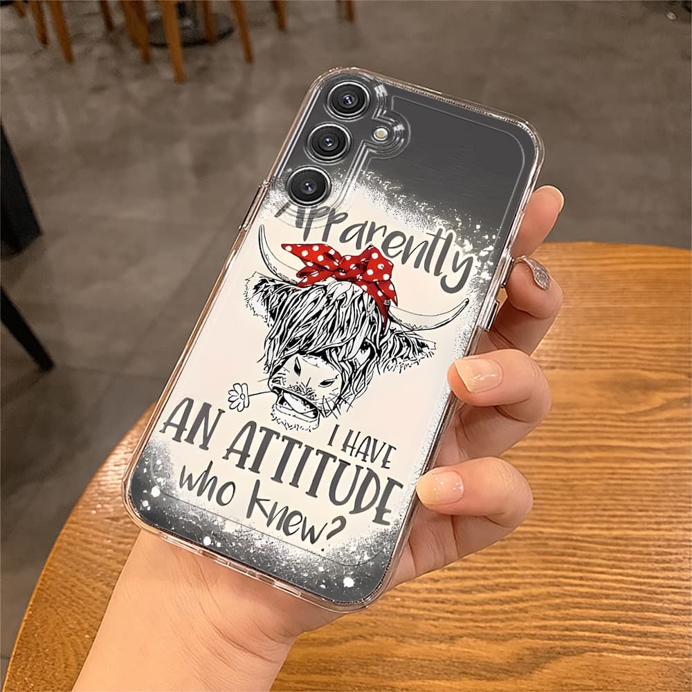 TEMU Phone Case: Phone Case With Highland Cow And " I Have ?" Text Suitable For Galaxy S25/s24/s23/s22/s21 Ultra, Plus