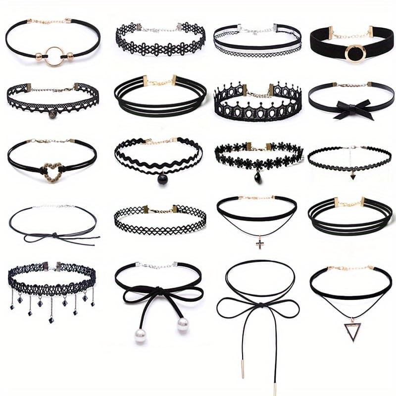 TEMU 20pcs Gothic Easy European And American Choke Collarbone Chain Set | Short Length, Material, Suitable For All And Daily Occasions