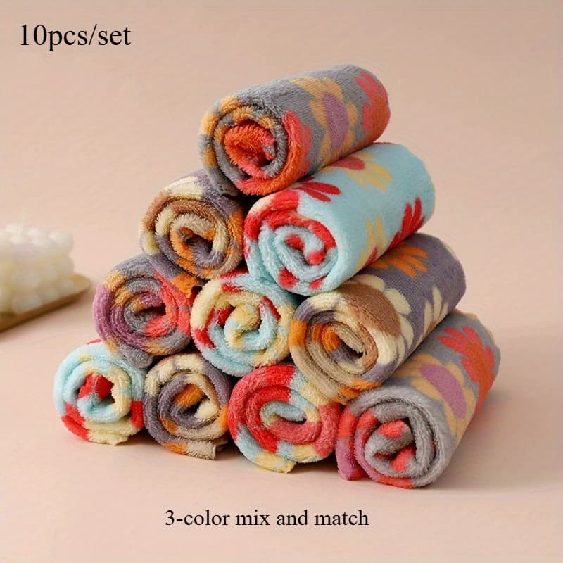 TEMU 10pcs/set Bohemian Floral Face Towels, Ultra--dry Towels, Ultra-absorbent, Chemical-free, Suitable For Types, For Home And Bathroom Use, A For Life