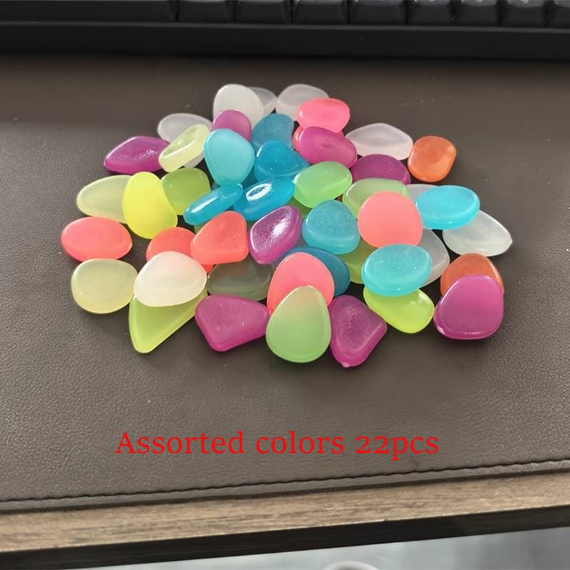 TEMU Random 22pcs [super Large] Crystal-like Texture Gemstone Glow In The Dark Pebbles, Luminous Night Stones For Aquarium, Flower Pot, Vase Filler, , Romantic Night Light For Home Garden Patio