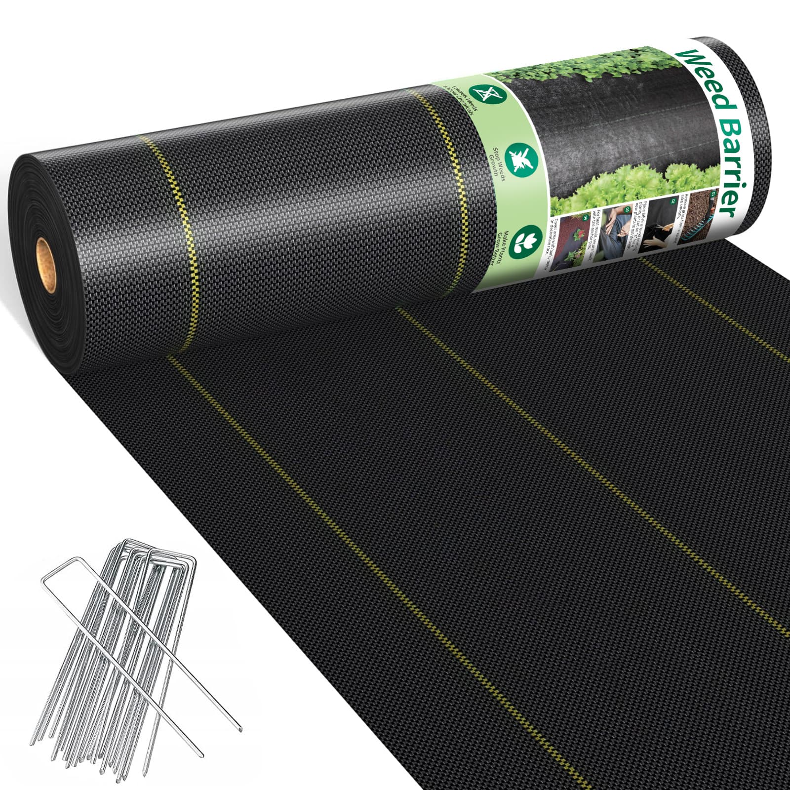 TEMU Premium Heavy-duty Woven For Landscaping, Featuring A Black Weed Barrier With Permeability And A User- For Effective Weed Control