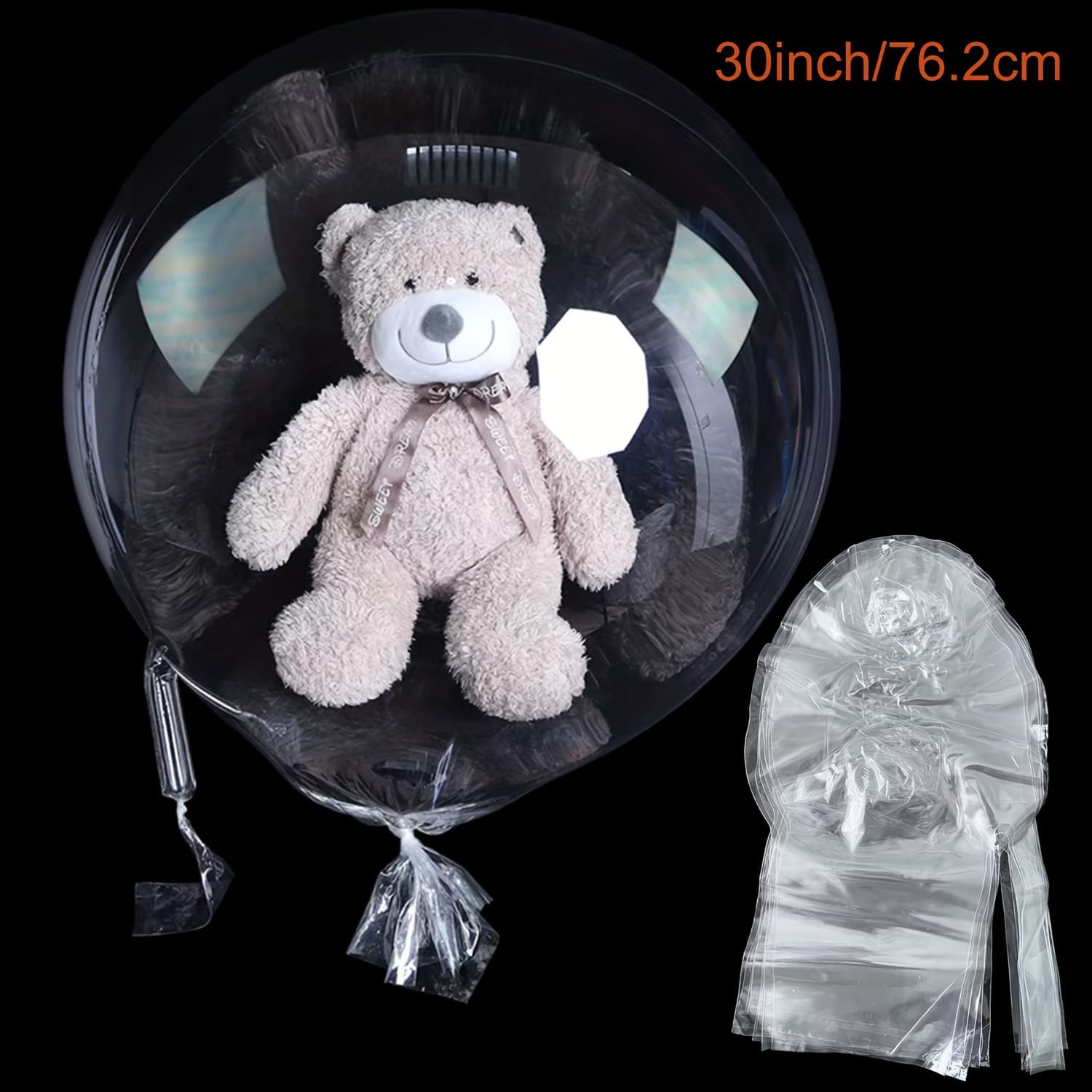 TEMU 5pcs 30" Giant Transparent Bobo Balloons- Pre-stretched Extra Wide Mouth Latex Balloons, No Electricity Needed For Valentine's Day, Weddings, Engagements, Mardi Gras& Summer Parties