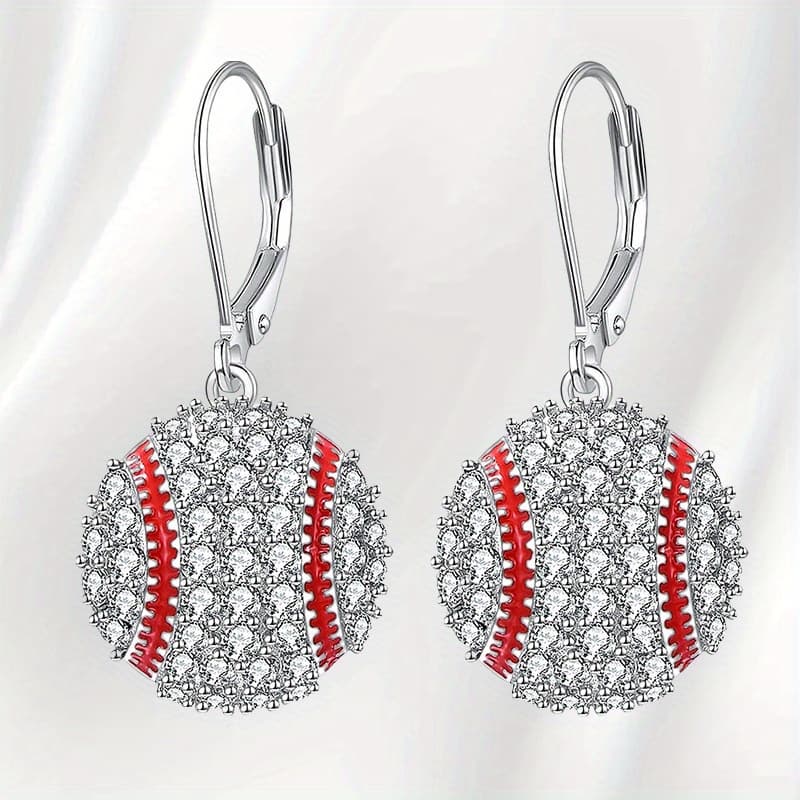 TEMU 2pcs Fashionable Baseball Pendant Earrings Halloween Christmas Birthday Party Anniversary Gift Jewelry For Enthusiast Gift Jewelry