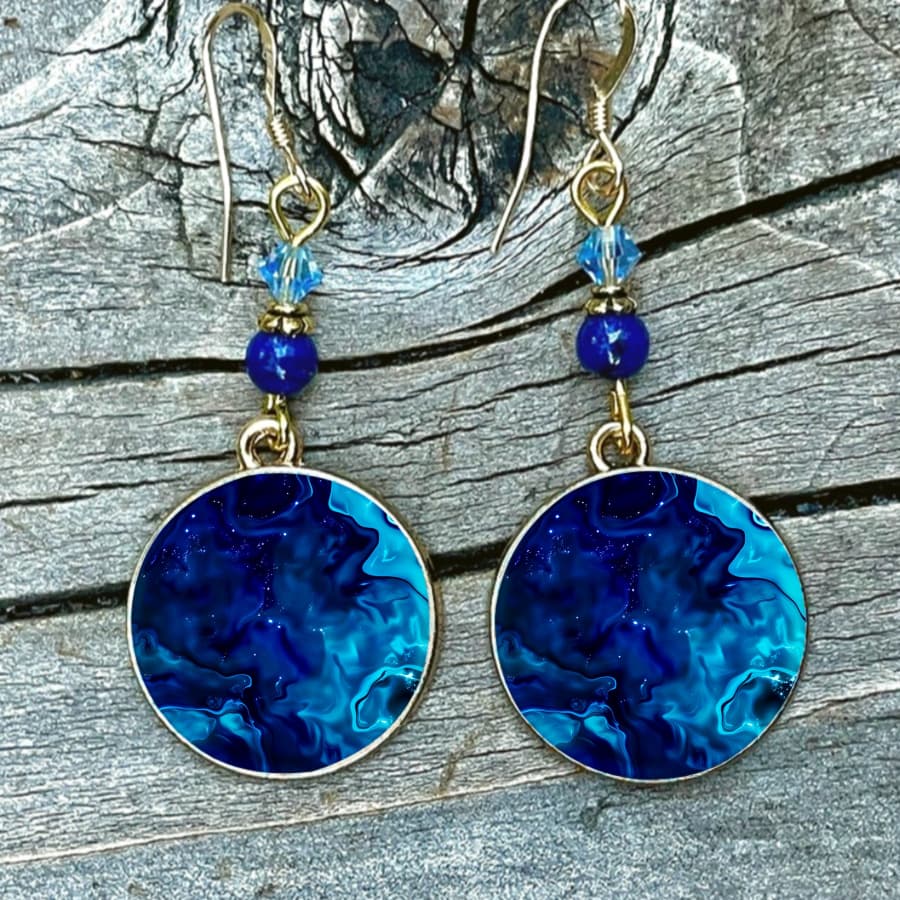 TEMU 2pcs Earrings - & Nebula Dangle Earrings, -space Look Round Jewelry, Elegant Retro For - Wear, Christmas Valentine' Gift, Daily Wear Accessories (no Plating) Jewelry Gifts For Her