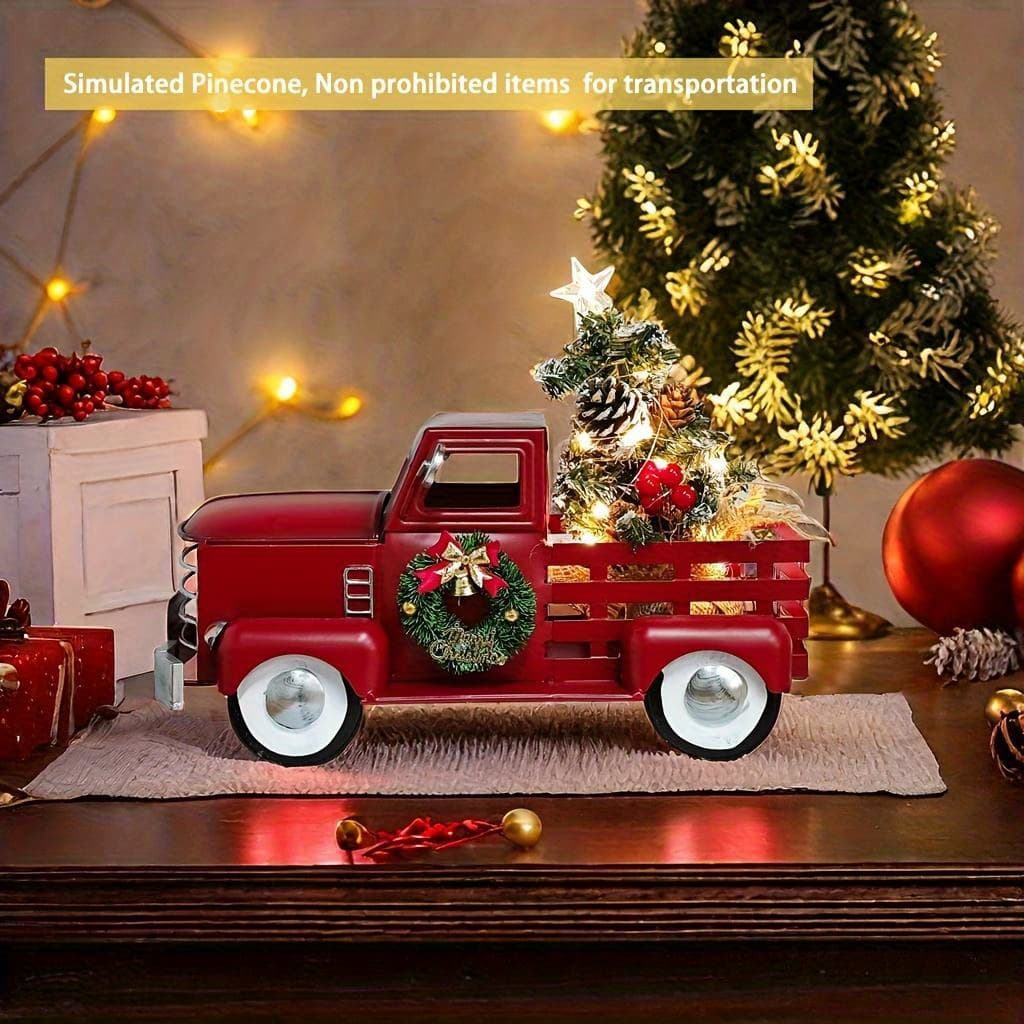 TEMU Metal Statue Of A Truck - Rustic Holiday Decoration For Home, Kitchen & Mantel, Vintage Vehicle Centerpiece For Tabletop, Shelf, Or Porch Decor Without Batteries