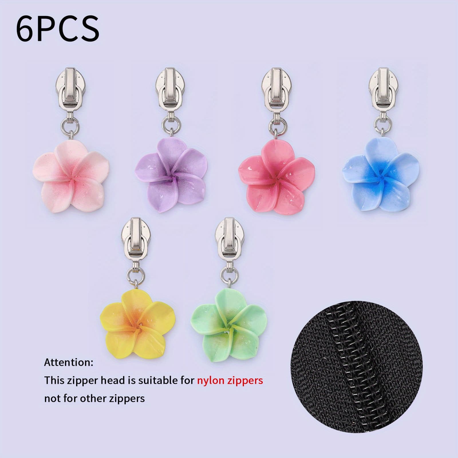 TEMU 5pcs/ 6pcs, 5# Nylon Zipper Head, Colorful Peach Series, In 6 Colors, Decorative Zipper Head, Suitable For Clothing, Bags, Sewing Replacement, Etc