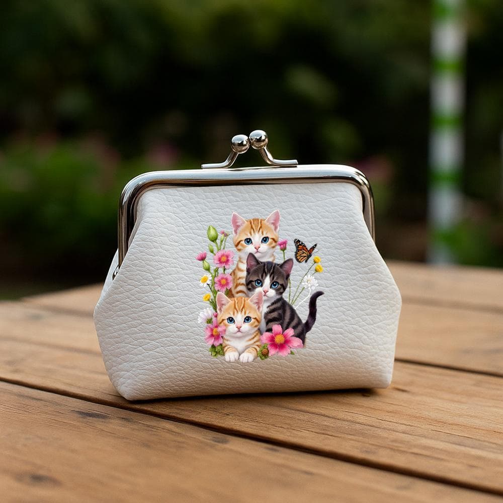 TEMU Women & Cute Kitten Face Coin Purse - Multi-use Wallet, Makeup Bag & Key Holder With Coin Pocket - Adorable Kitten Print, Christmas, Bridal Shower (for Wife, Girlfriend, Sister) - Yiwu-made Pouch