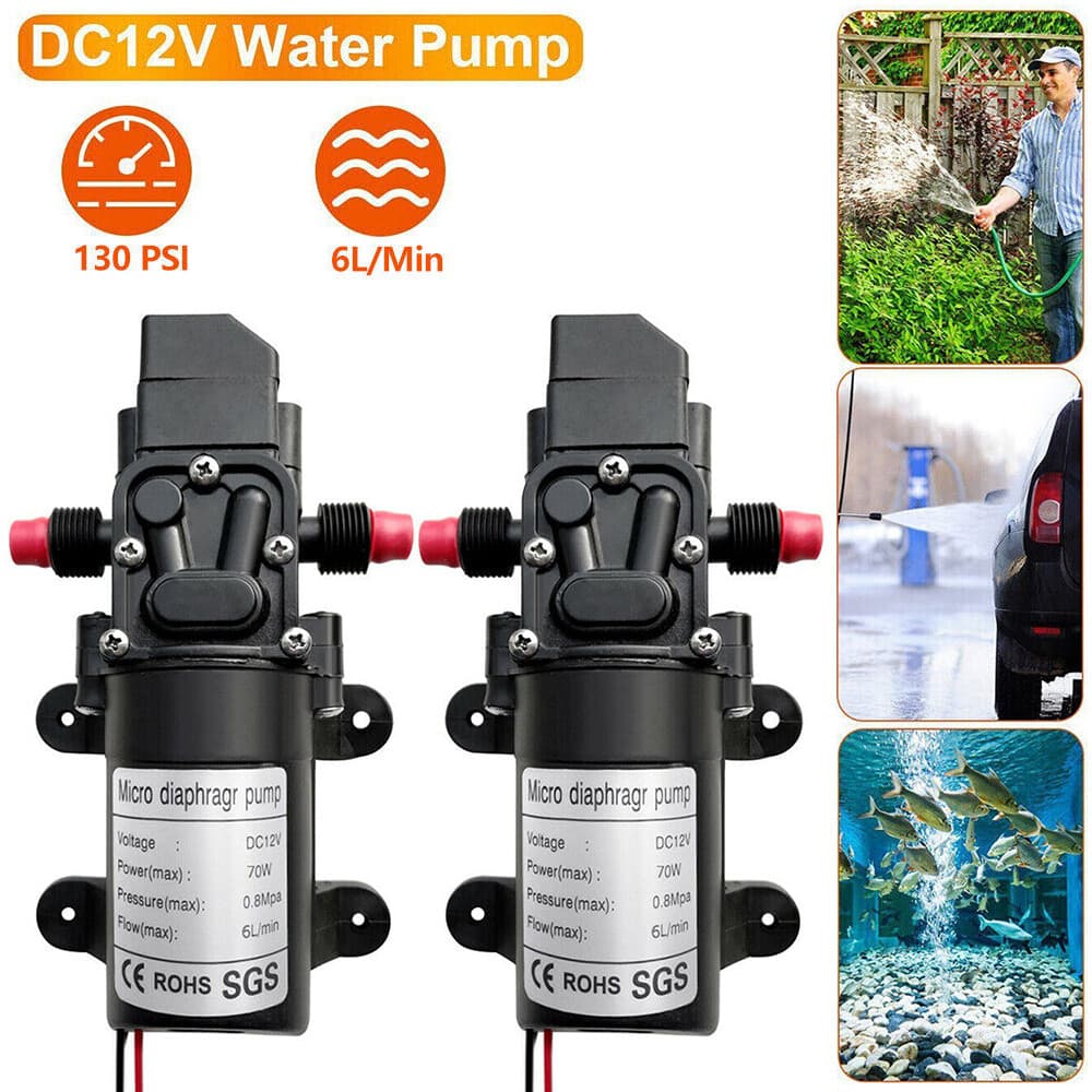 TEMU 2-pack 12v High-pressure Self-priming Water Pump 130 Psi/ 70w Rv/ Car Water Pump Auto Switch Control