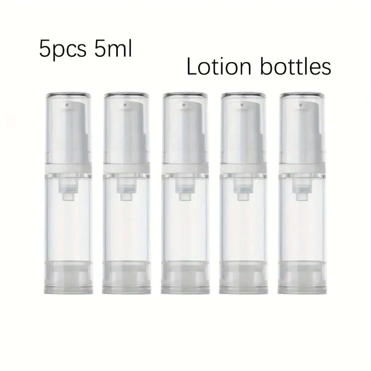 TEMU 5pcs Transparent Airless Pump Bottles For Lotion And Foundation | Refillable, Leak-proof, Plastic Travel Containers