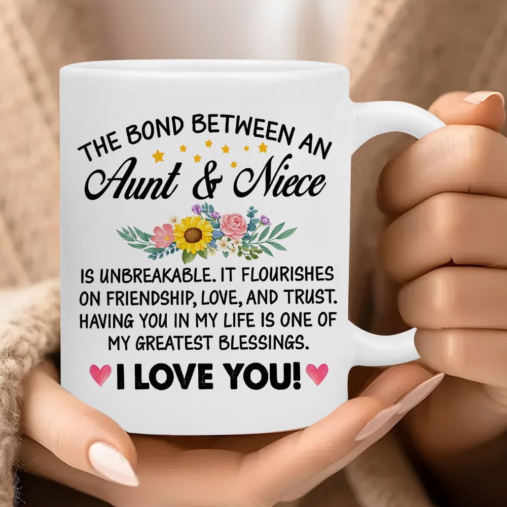 TEMU 1pc Aunt Niece Mug - Ceramic Coffee Cup With "unbreakable Aunt & Niece Gift" Quote, Dishwasher Safe Suitable For Birthdays, National Aunt And Niece Day Present For Aunts/nieces, Tea Or Cup