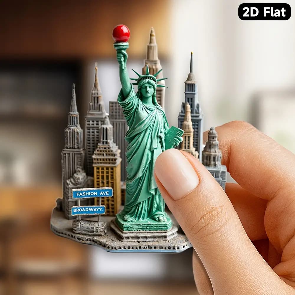 TEMU 2d Flat New Statue Of And New Refrigerator Magnet, Vintage Miniature Cityscape, Suitable For Desktop/refrigerator, An Ideal Gift For Travelers, Collectors, And New Fans, Applicable For All And 11