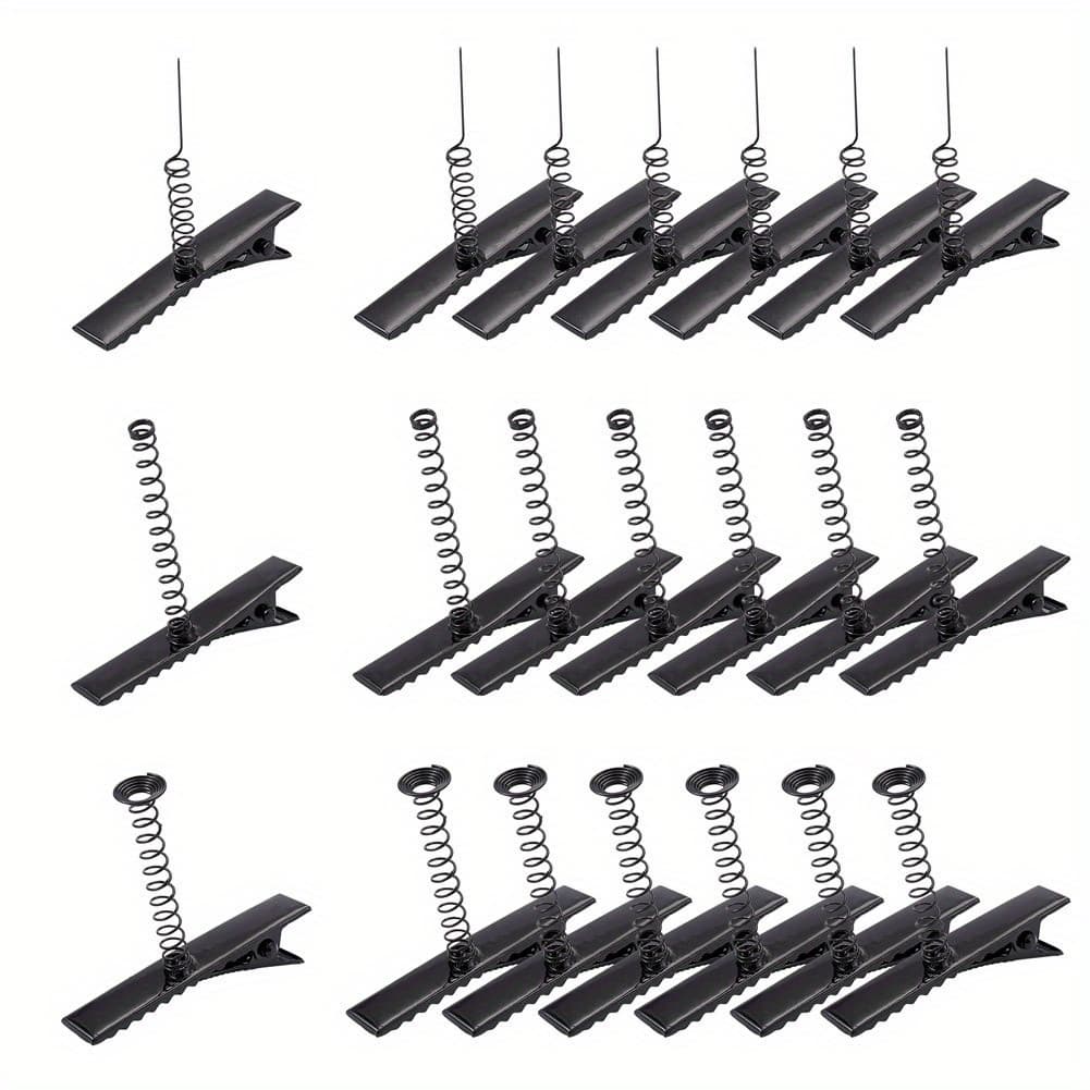 TEMU 30pcs Of Iron Alligator Hair Clips In 3 Styles, Featuring Springs For Use As Bases In Jewelry Hair Additions, Measuring 40.5~41x10x34~48.5mm