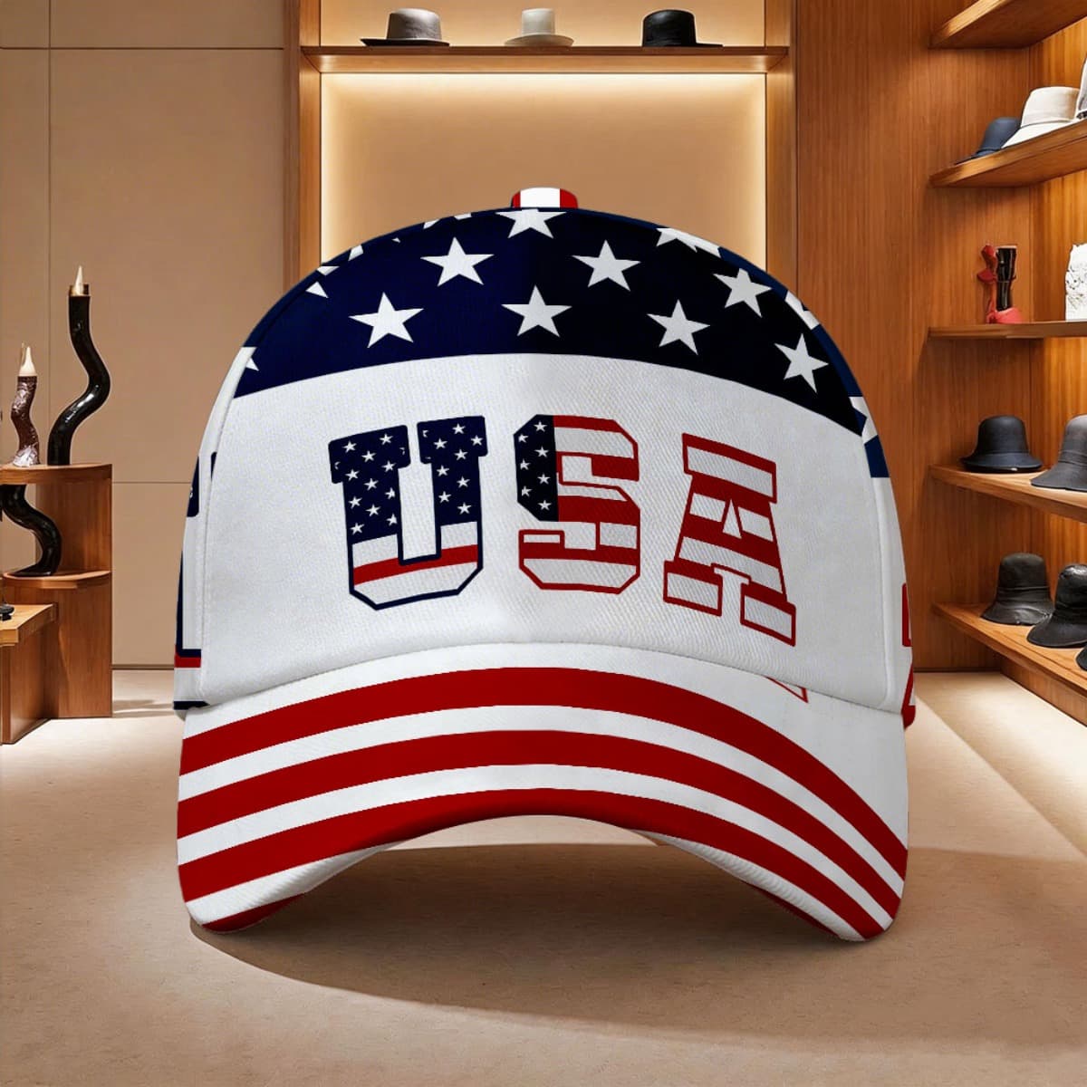 TEMU 1pc American Flag Adjustable Snapback For - Unisex Hat With Flag Print, Casual Outdoor Wear, Suitable For, Gifts, Everyday Use - Ideal For Casual And American-themed Events