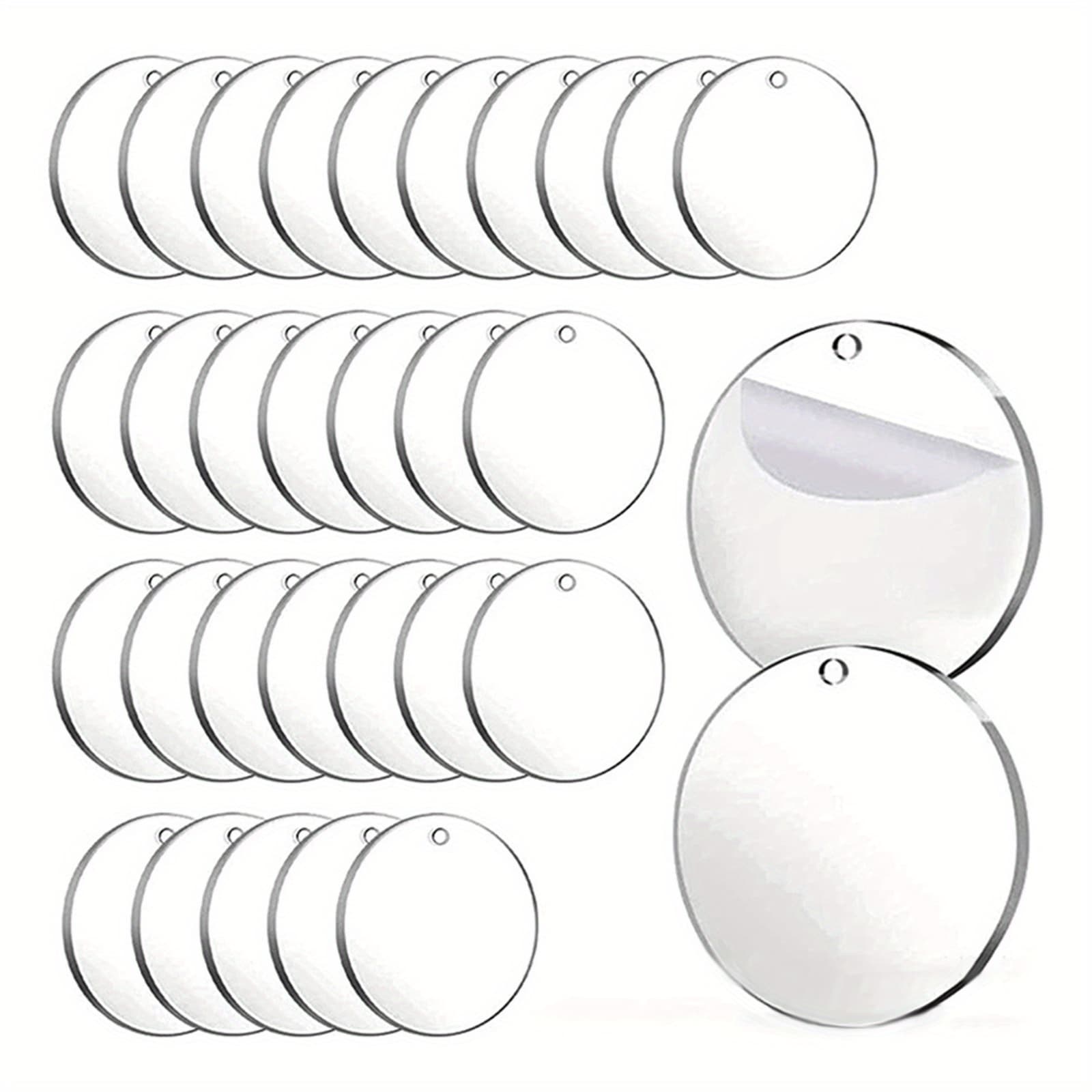 TEMU 2d Flat, 32pcs Round Acrylic Plate Diy Transparent Blank Label Tree Ornaments For Painting