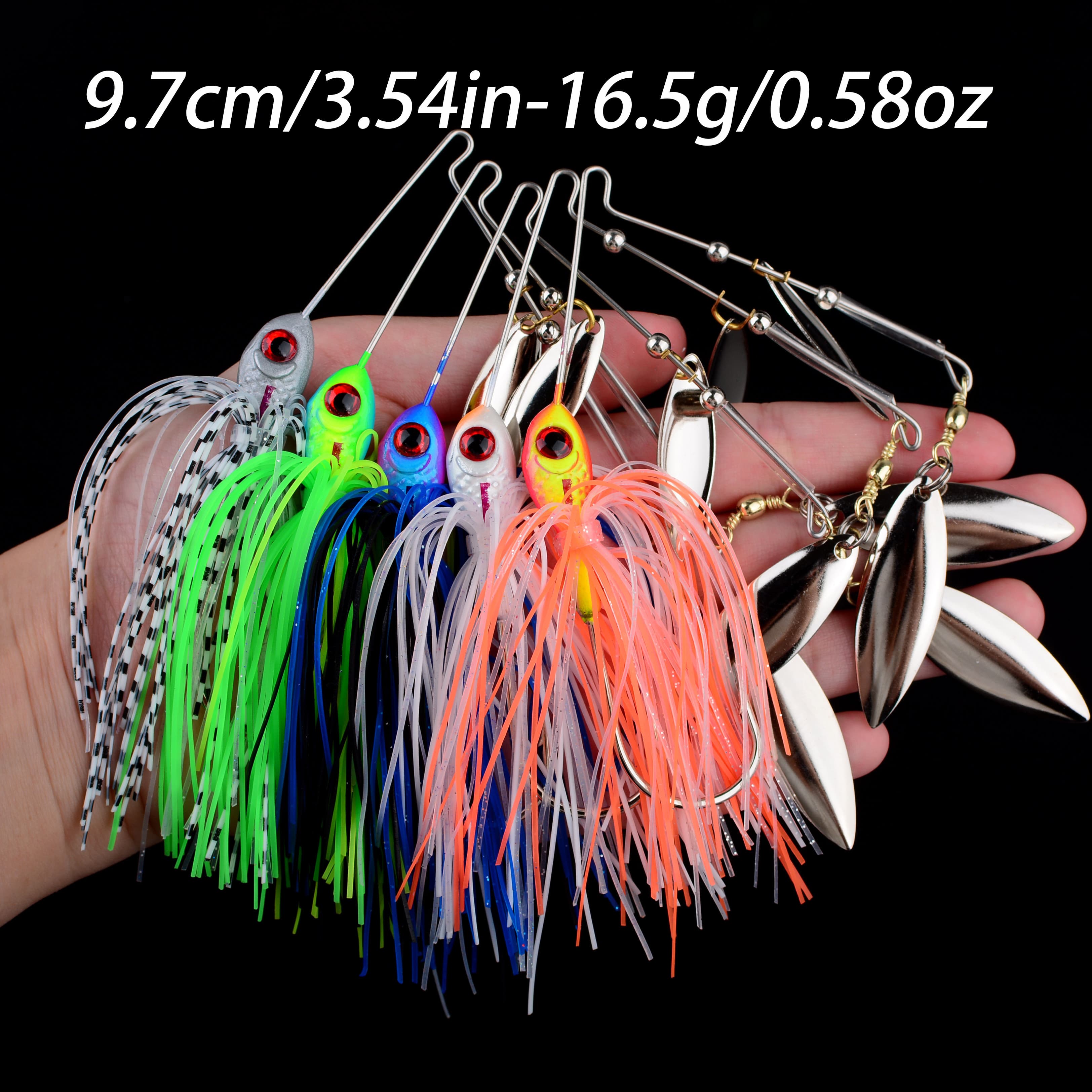 TEMU 5pcs Metal Spinnerbait Lures Fishing Lures Colorful Spinnerbaits Attractive Tail Design Durable Spinnerbaits Sharp Hook