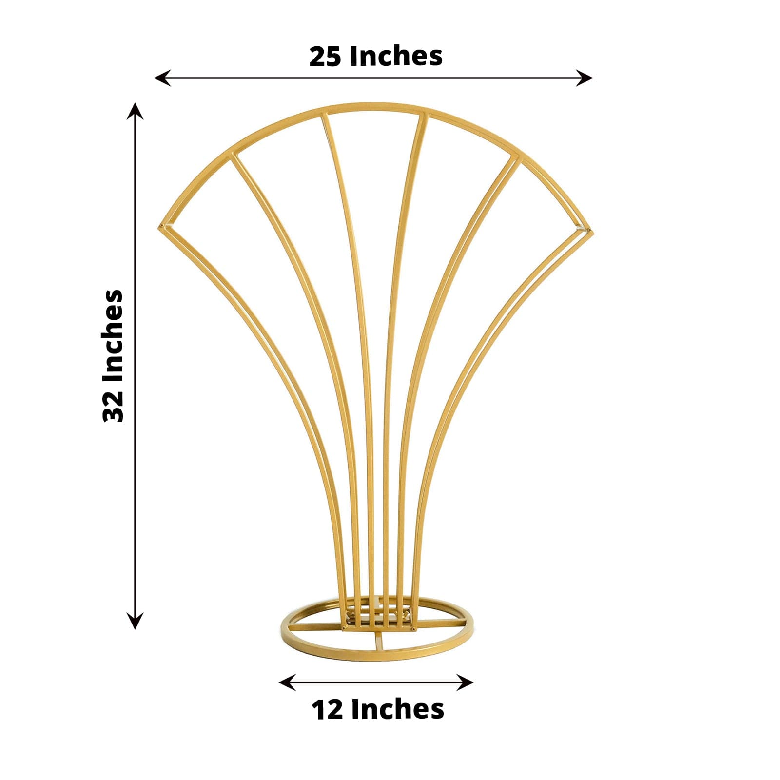 TEMU 32" Tall Golden Metal Wire Scalloped Fan Shape Flower Frame Stand, Floral Display Wedding Centerpiece, Valentine's Day Decorations, , Spring, Summer