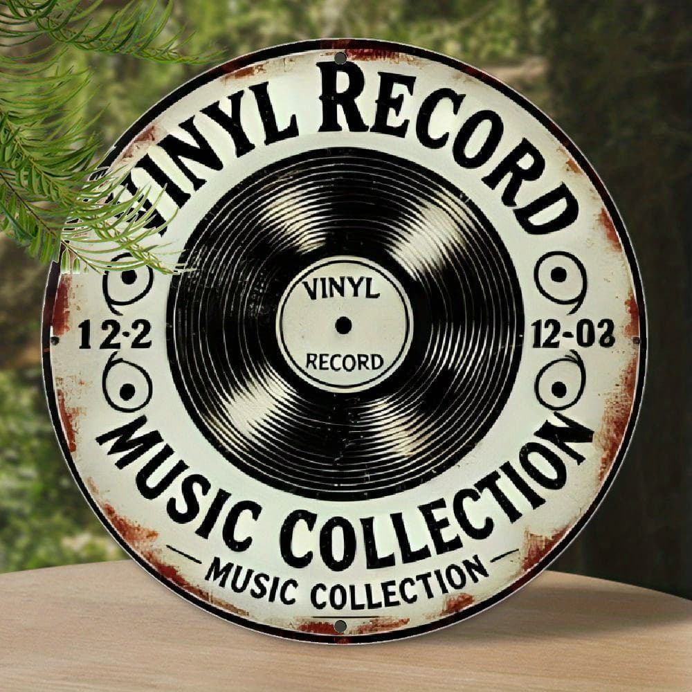 TEMU Vintage Record 1pc Metal Sign - Retro Wall Art, Aluminum Home &amp; Office Decor, Ideal Gift For Music Lovers