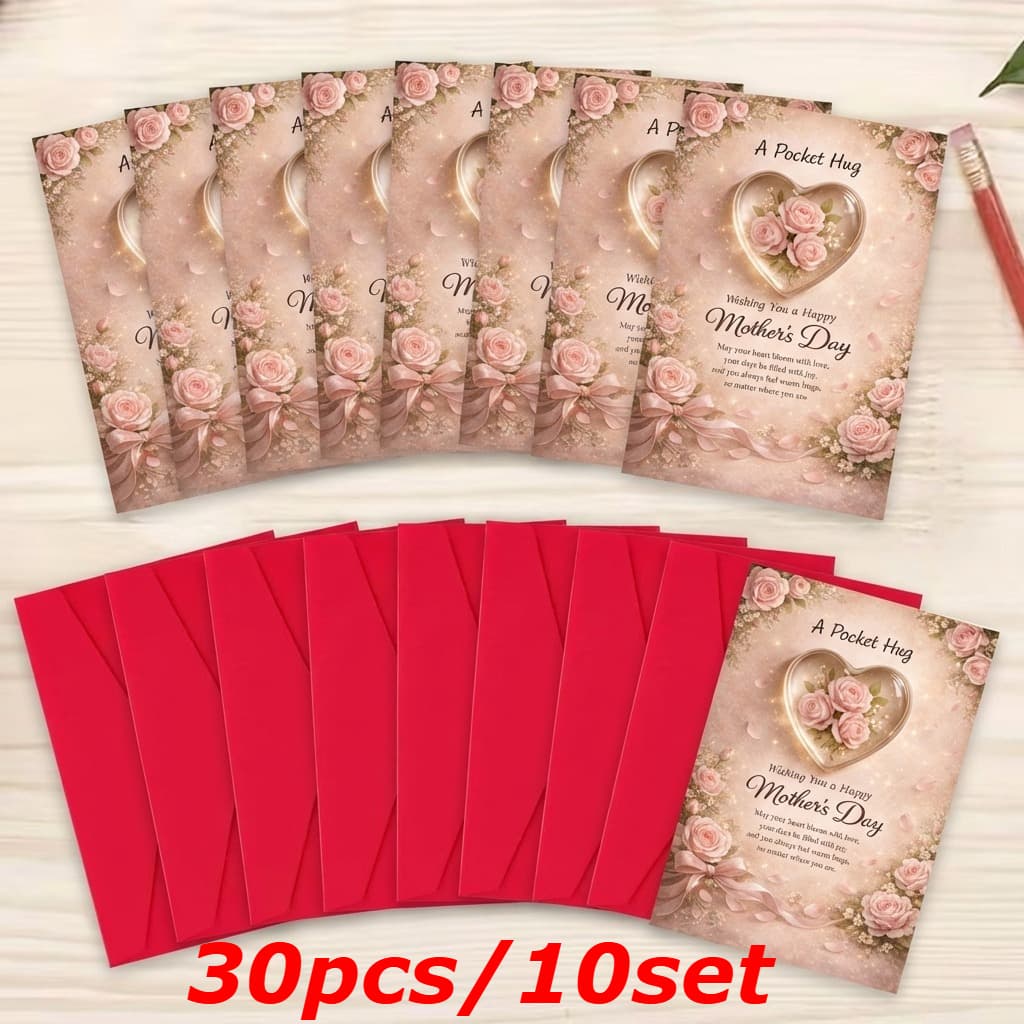 TEMU 30pcs/10sets Elegant Card With Delicate And "pocket Hug" For Mothers And . This Vintage Style Card Is Ideal For
