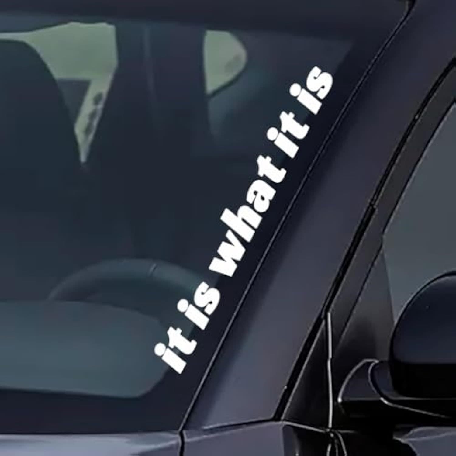 TEMU 2d Flat What Windshield Banner Sticker Vinyl Decal Funny Car Sticker White Inch
