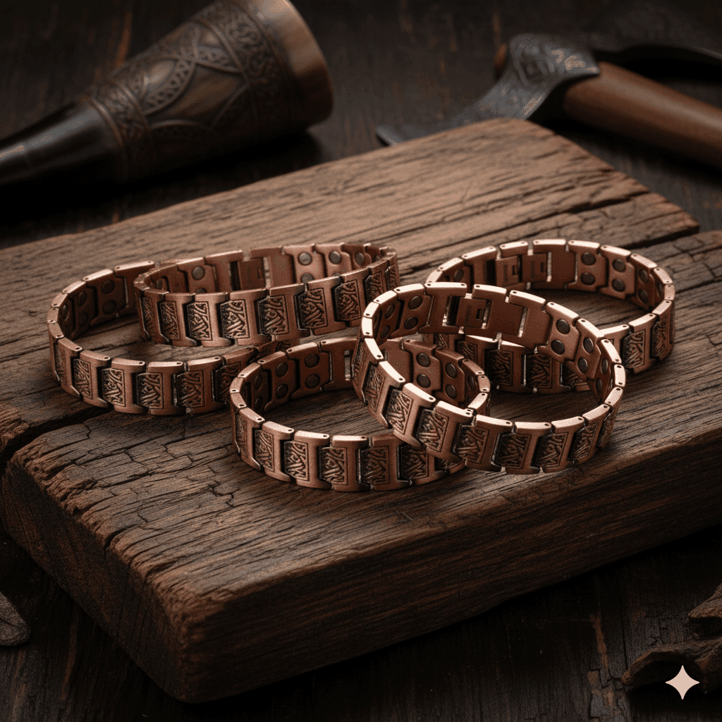 TEMU 5 Unique Men's Magnetic Copper Bracelets In Designs, From Vintage To Chains, All With Powerful Magnets | Fashion Style Gift For Any Occasion, For Husbands And Fathers, Fashion Men's Gifts
