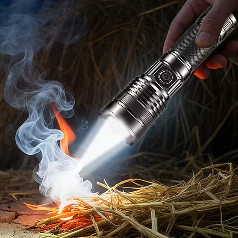 TEMU This Powerful Flashlight Features An Ultra- Output And A , Making It Perfect For Outdoor Activities Like Camping, Hiking, And Fishing. With A Larger Battery For Extended Use And A Lens