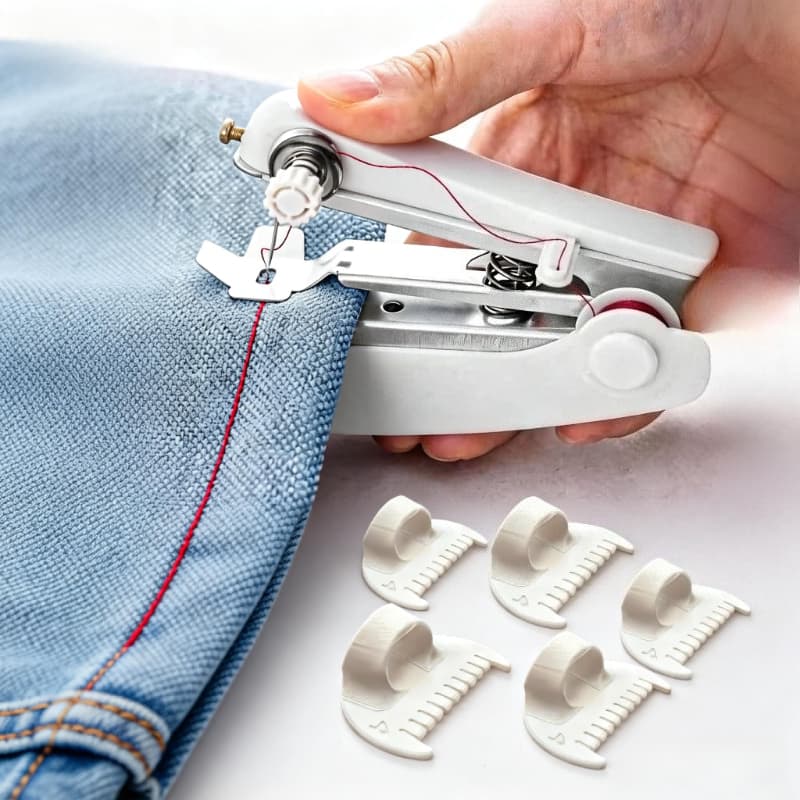 TEMU 6pcs Handheld Sewing Kit - Portable Mini Machine + 5 Sewing Tools For Quick Repairs (no Power Needed) - Diy Mending Set For Clothes/bags/home Decor, Beginner-friendly