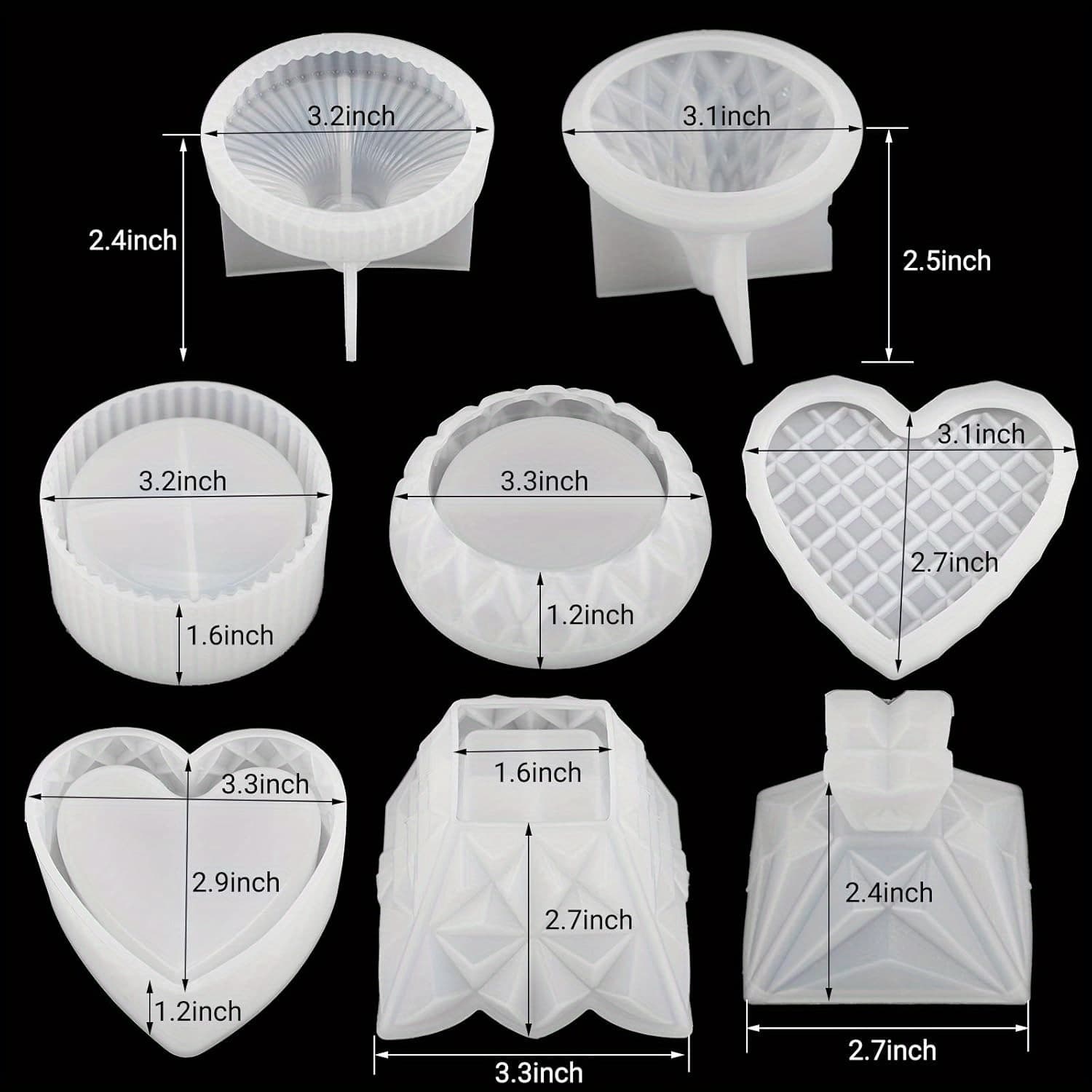 TEMU 4pcs Box Resin Molds, Silicone Jewelry Box Molds With Pyramid Trinket Epoxy Mold, Heart Organizer Mold, Round Jewelry Storage Holder And Drop Container Mold For Art Casting, Jar