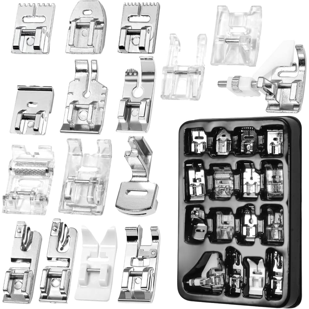 TEMU 16pcs Assorted Sewing Machine Presser Foot Set Suitable For Most Low Shank , Brother, , , , , White, Sewing Machines