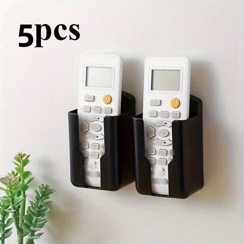 TEMU 5pcs Set Of Durable Plastic Wall-mounted Remote Control Holders - Tv And Air Conditioner Remote Storage Box, Space-saving Organizer, Compact And Convenient, Suitable For Multiple Scenes