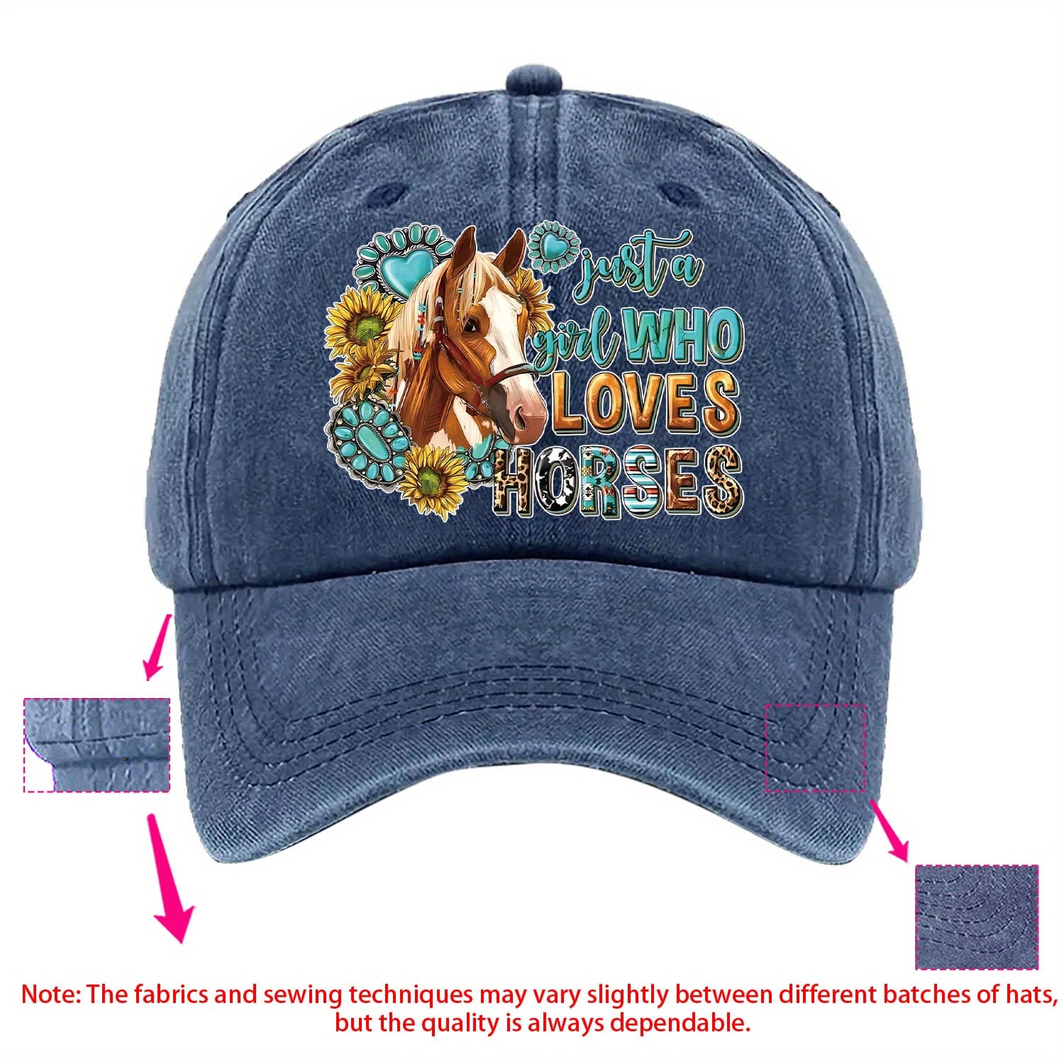 TEMU A Baseball Featuring For , Made From Lightweight And Breathable. It Showcases A Vibrant Horse And Floral Pattern, Is Machine Washable, And Is Perfect For Casual Outdoor Riding