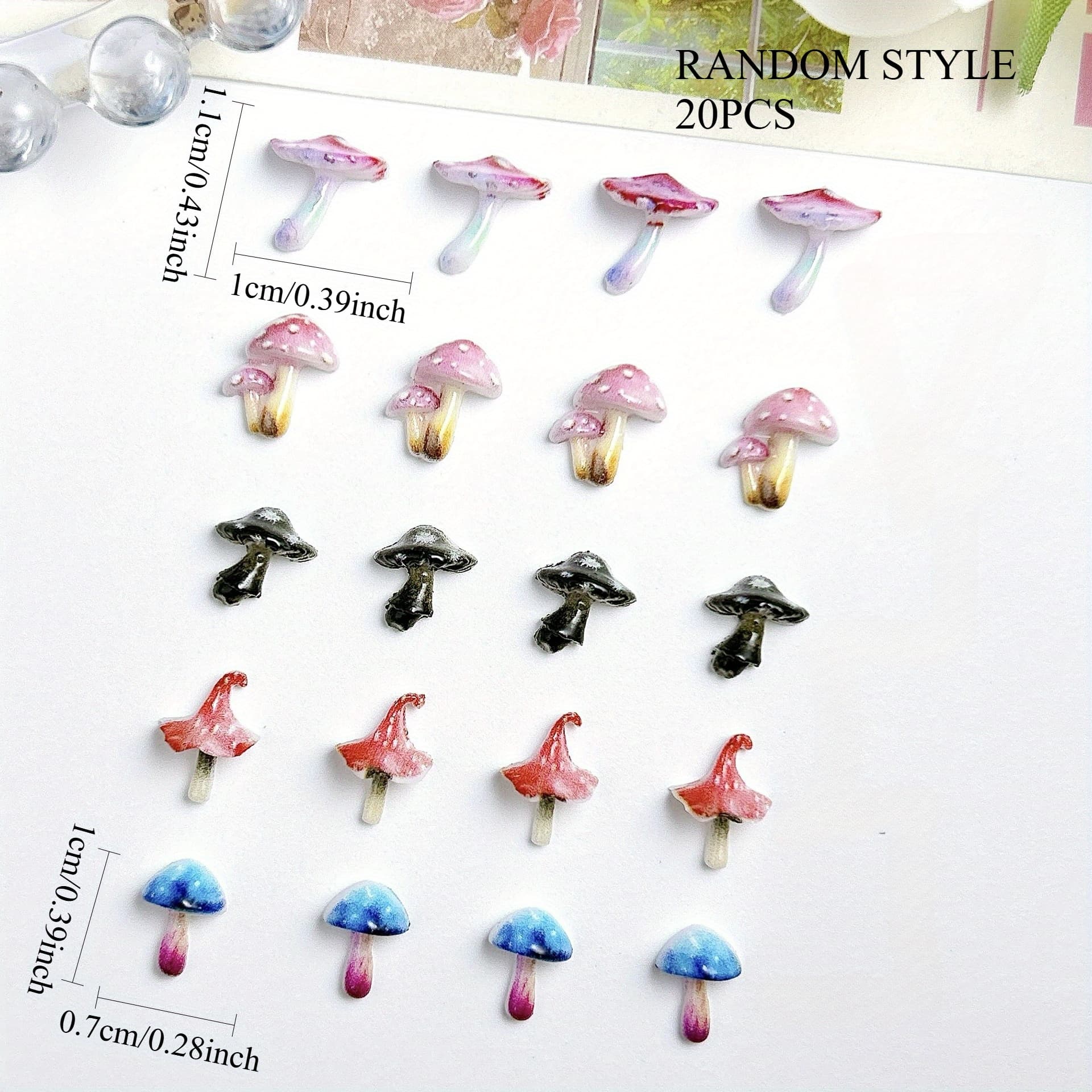 TEMU Cartoon Mushroom Series Hallucinogenic Mushroom Nail Art Nail Decoration Accessories