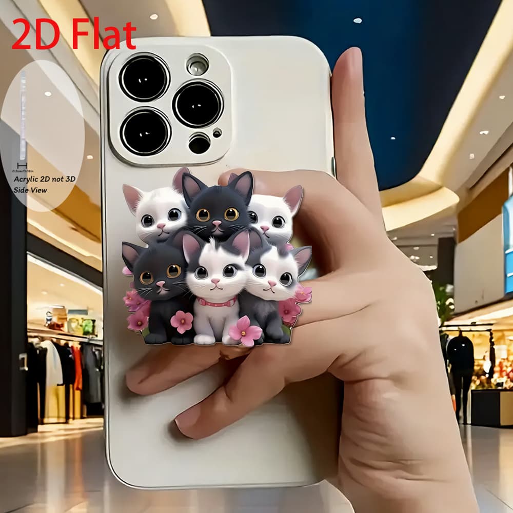 TEMU 2d Flat Fashionable And Cute And Gathered Acrylic Retractable Mobile Phone Holder, Pop-up Mobile Phone Holder