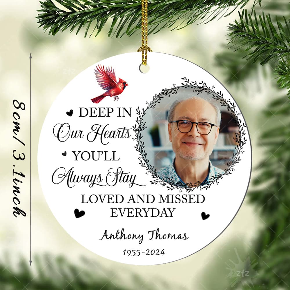 TEMU Personalized Decoration Christmas 2025, Name And Photo 's Loving Memorial Decoration Gift, Gift For Loss Of A , Custom Memorial Sympathy Christmas Tree Ornament