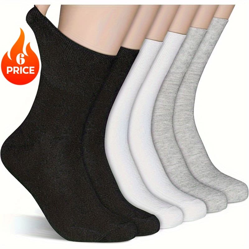 TEMU 6 Pairs Of Loose-fit Socks For , No-chafing, Extra Wide And Extra 's Mid-calf Socks For Spring And Autumn