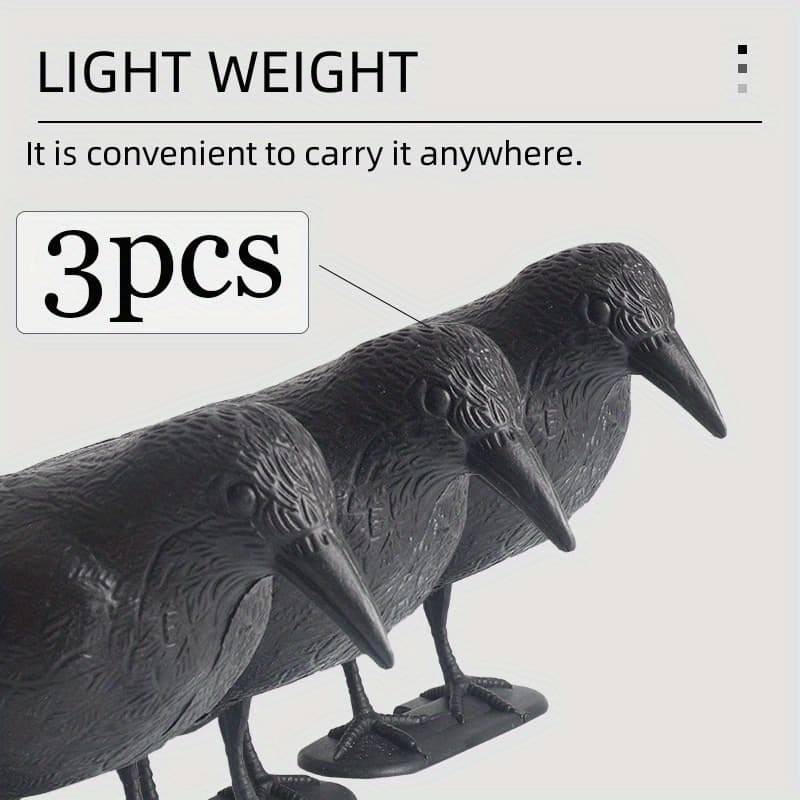 TEMU Outdoor Crow Decoration - Lifelike Standing Plastic Crow For Yard Protection & Themed Decor