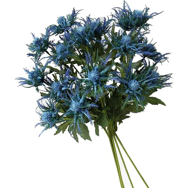 TEMU 5 Pack Artificial Thistle Eryngiums Faux Plants For Garden Wedding Prom Party Arrangement