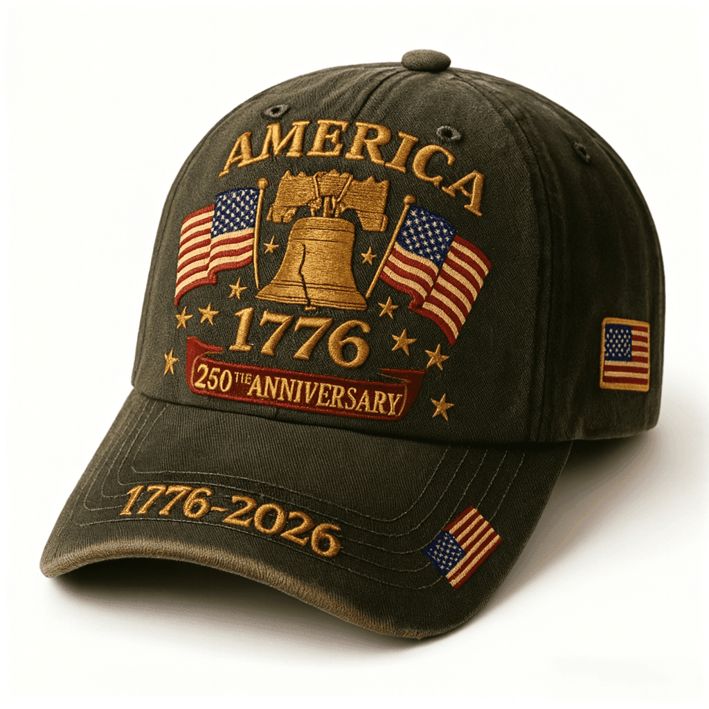 TEMU Celebrating America 1776 With The Bell, 2 American Flags, , A Banner For The 250th Anniversary, Embroidery From 1776 To 2026, And A Patch Of Flag On The Side