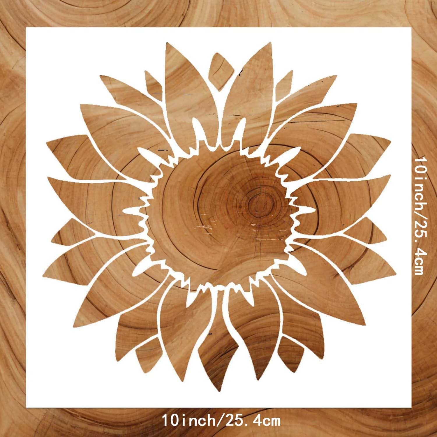 TEMU 1pc 10 X 10 Inch Sunflower Pattern Stencil - Reusable Sunflower Flower Stencil, Suitable For Painting, Airbrushing, And Spray Painting On Such As Glass, Walls, Stones, Canvas, And Glassware
