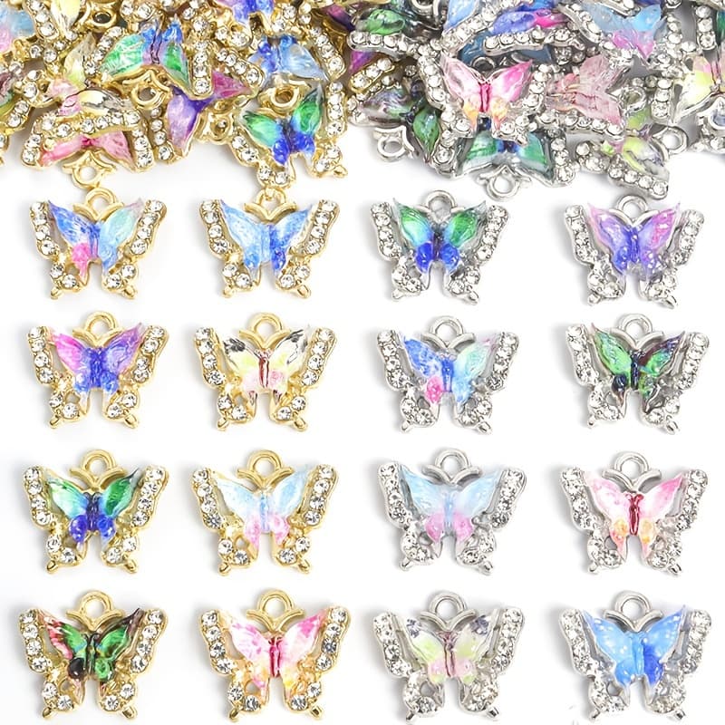 TEMU 30pcs Double Layer Jewelry With Multicolor Gradient Acrylic Inlay And Shiny Alloy Pendant For Jewelry Making, Wedding Additions, Spring And Summer Handicrafts, Jewelry
