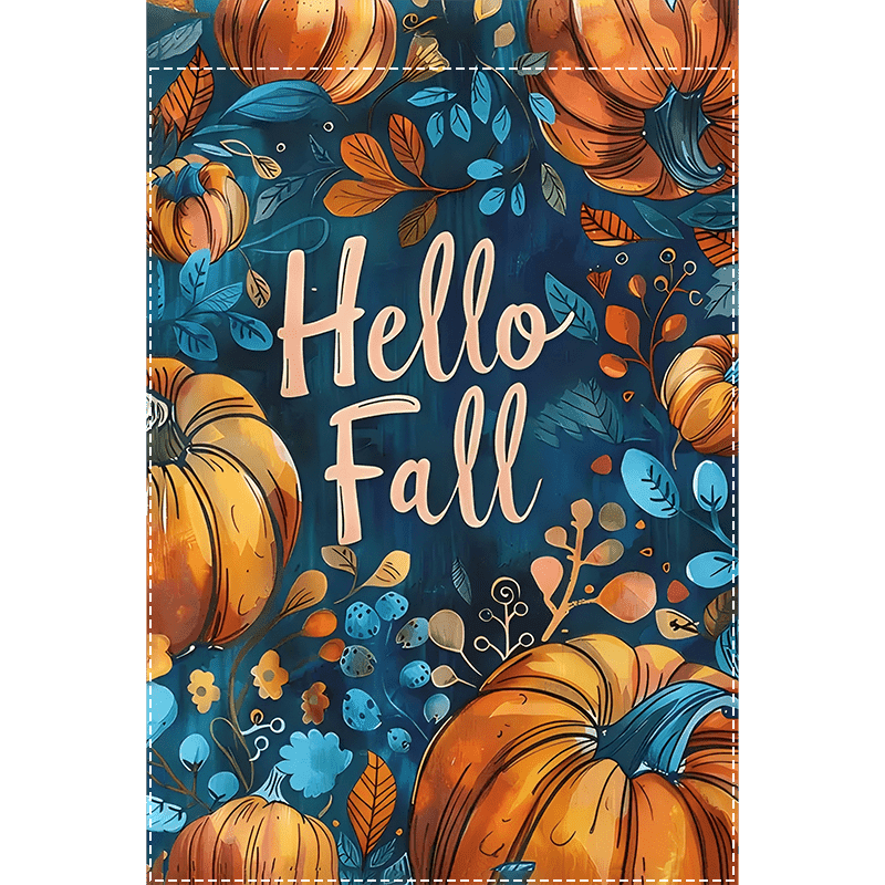 TEMU Garden Flag- 1pc Double-sided Polyester Autumn Pumpkin And Leaf Design, Home And Garden Decoration, Weather-resistant Burlap Material, No Electricity Needed, Machine Washable- 12x18inch