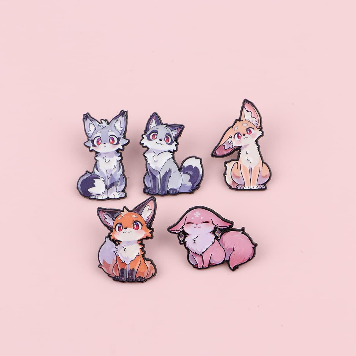 TEMU Set Of 5 Adorable Fox Pins Suitable For Backpacks, Lapel Use, Enamel Designs, And Brooches For Women's Bags, Perfect As Gifts For
