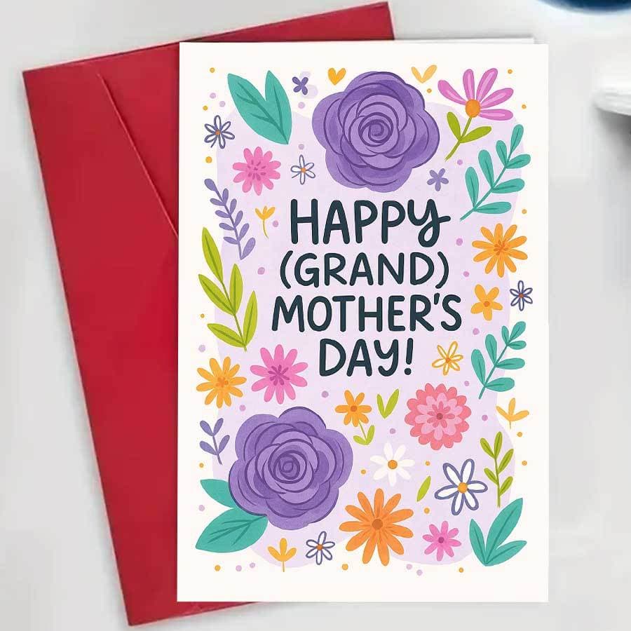 TEMU A Lovely Floral Greeting Card For 's Day, Ideal For Love And Gratitude To Grandmothers On Such As Birthdays, Holidays, As A Thoughtful Gift. Includes Envelope And Card