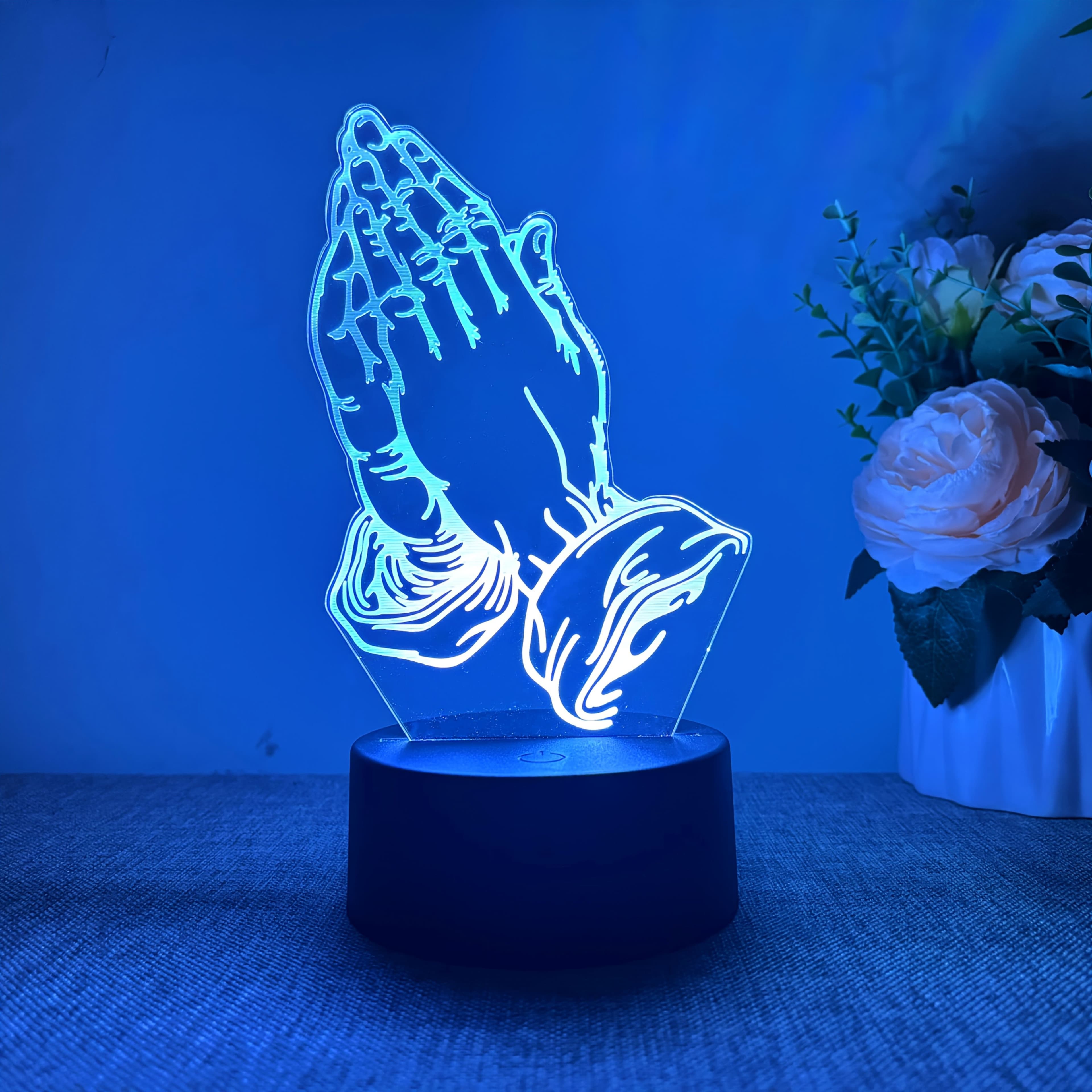 TEMU 1pc Creative Double-handed 3d Night Light Colorful Birthday Gift For Desktop Ornament, Usb Light Compatible With Laptop, Usb Interface Electronic Lamp, Computer Accessories, Usb Gadgets