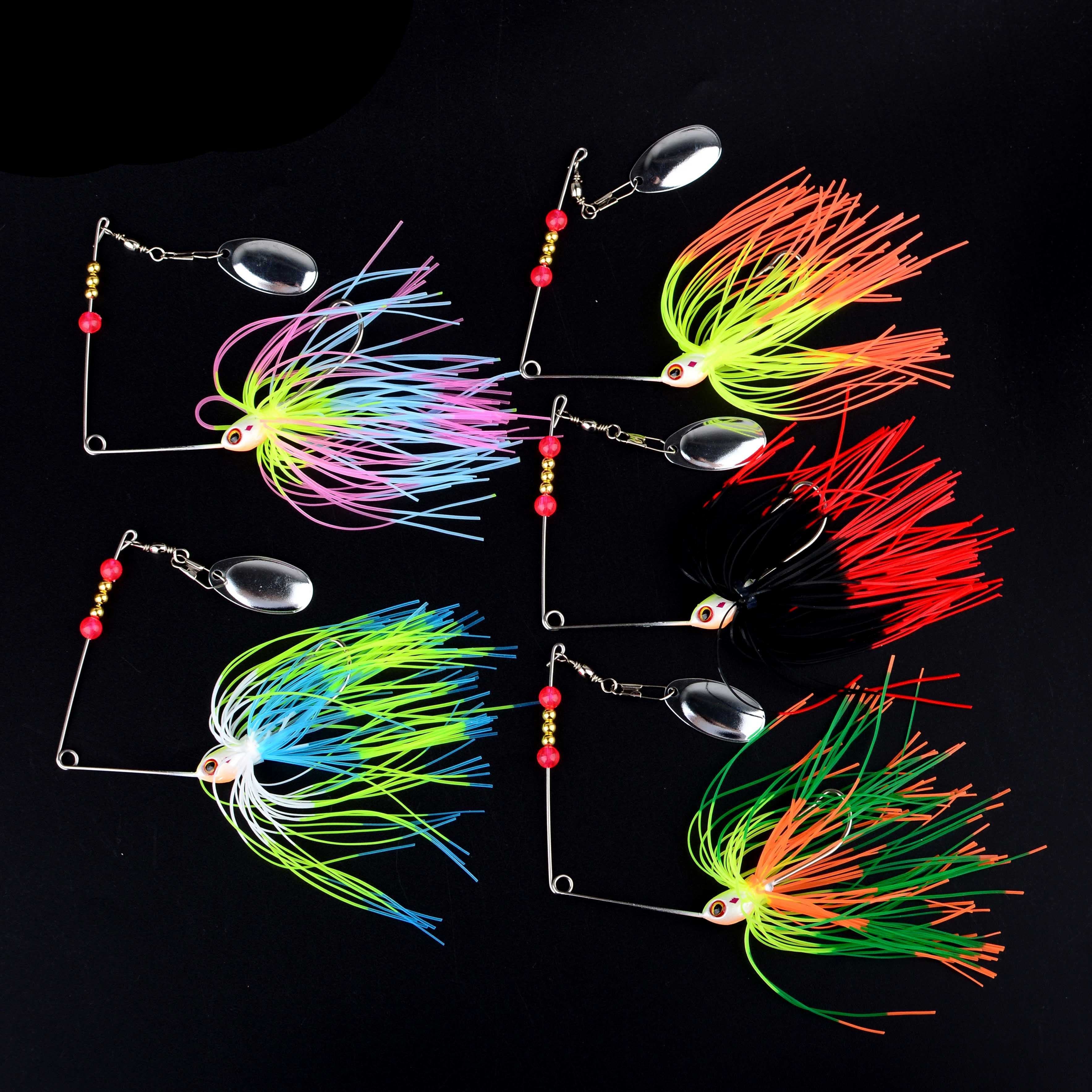 TEMU 5pcs Spinnerbait Fishing Lures Spinner Bait Spinner Swimbait Hook Jig Kit For Fishing Tackle