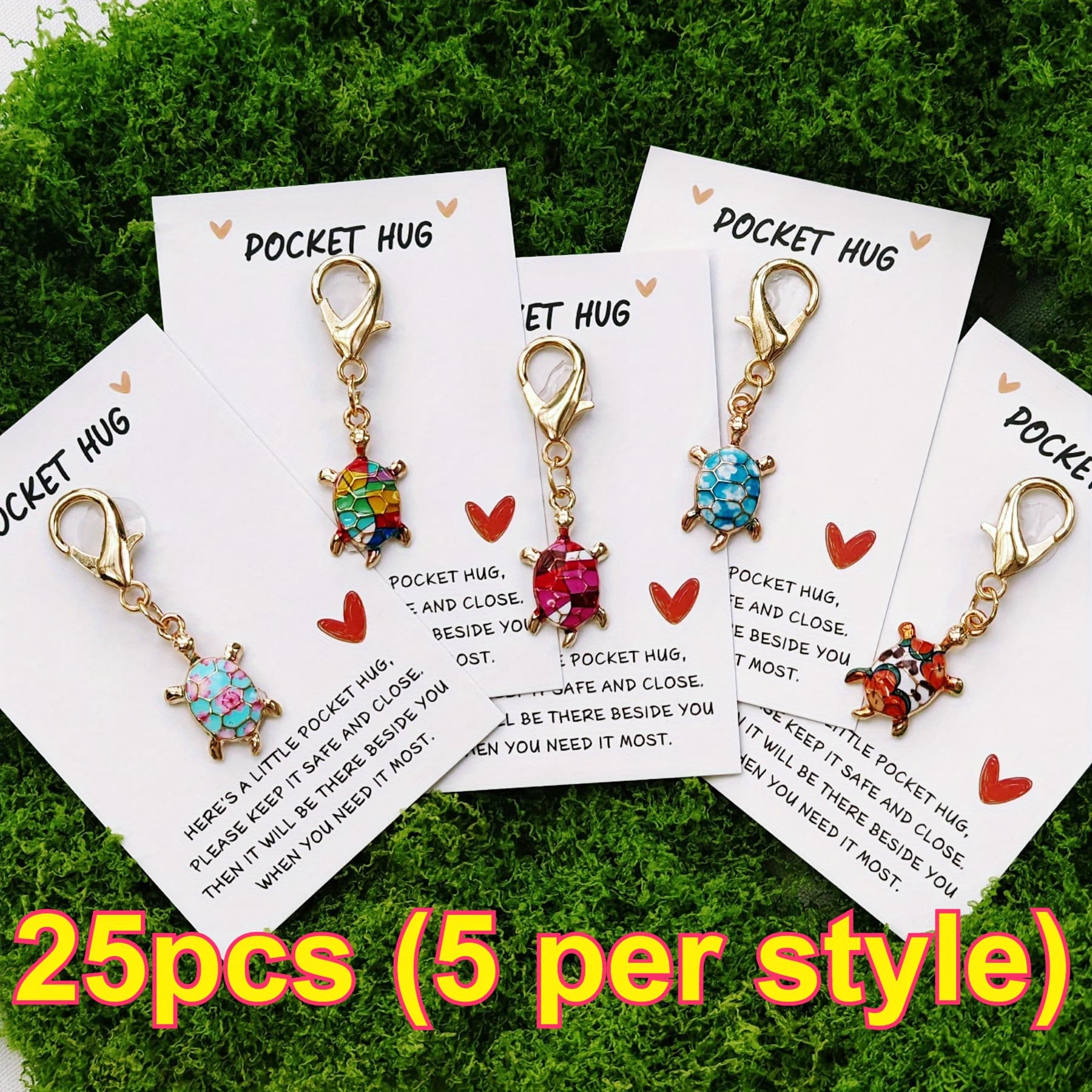 TEMU 25pcs Turtle Charm Keychains With Inspirational Cards - Colorful Alloy Charms, Motivational Thank You Gifts Suitable For Teachers, , , Parents, - Bulk Appreciation Accessories