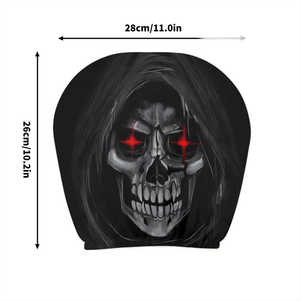TEMU 2pcs, Death Flame Print Headrest Covers, Decor, Neck, , Compact & Easy To Clean, Fit, , Suitable For Long Distance Road Trips, Business , Perfect Fun Decor, Showcases Mysterious