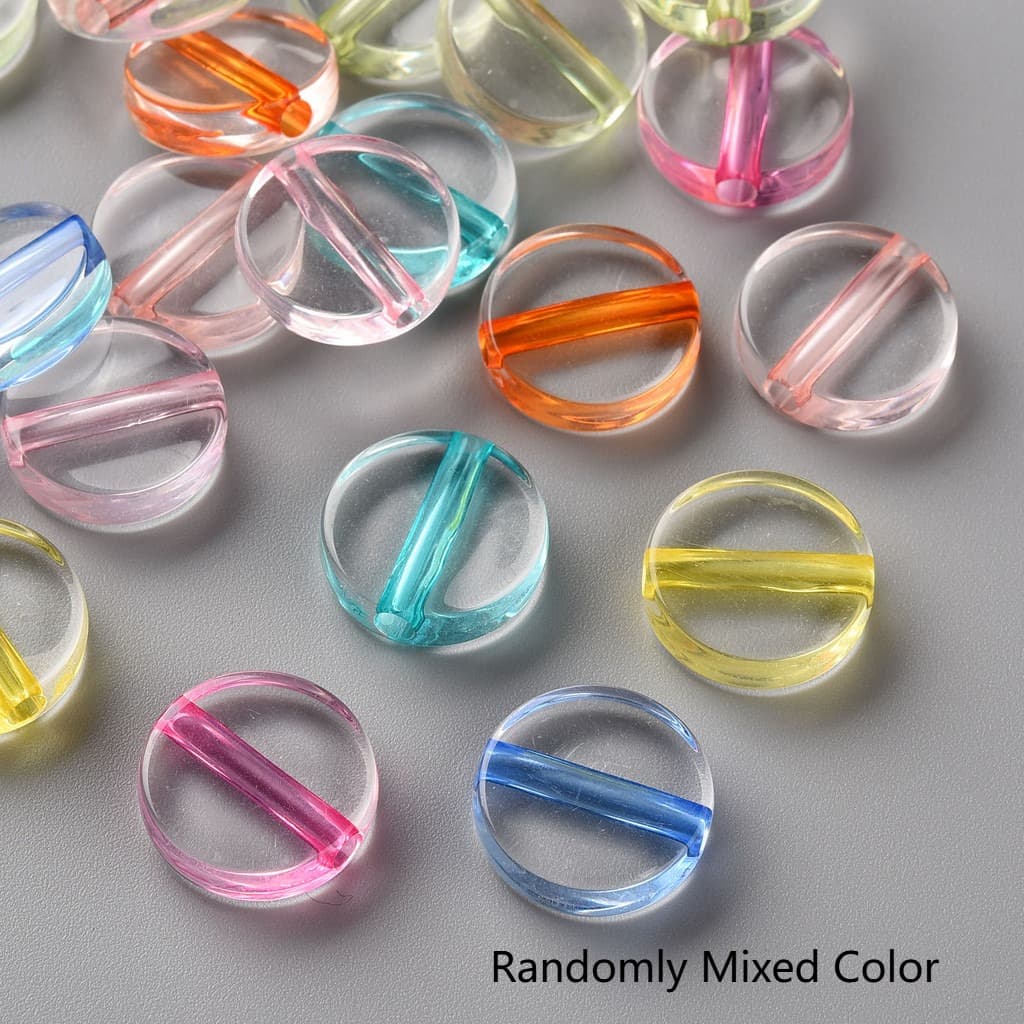 TEMU 2d Flat - 50pcs Of Acrylic Beads, Flat And Round, Assorted Colors, Measuring 16x5mm, Suitable For Crafting Necklaces, Bracelets, Earrings, And Keychains