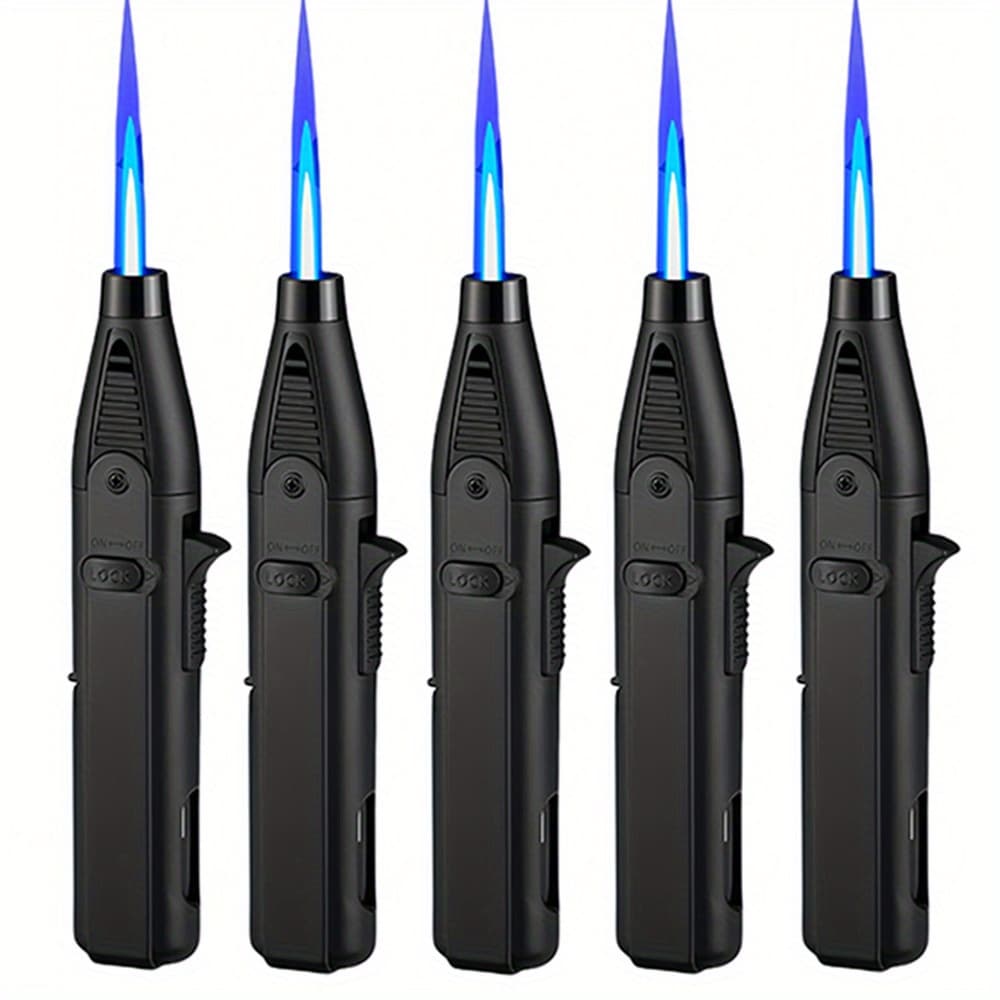 TEMU (without Built-in Butane Gas)5pcs Lighter, Outdoor Windproof Butane Gas Lighter, 1500 ° With Safety Lock, Portable Gas Lighter, Suitable For Candles, Barbecue, Stove,
